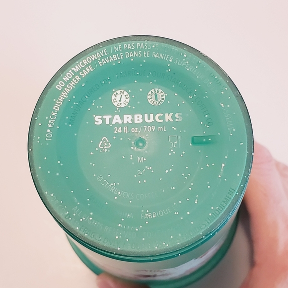 Starbucks Green Glitter Holiday Poinsettia Tumbler with Straw (2020) - Picture 4 of 6